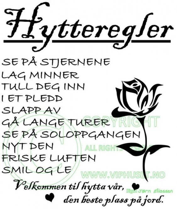 Hovedbilde Hytteregler Rose