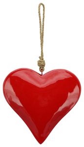 Hovedbilde Hjerte rødt metall m/tau ...