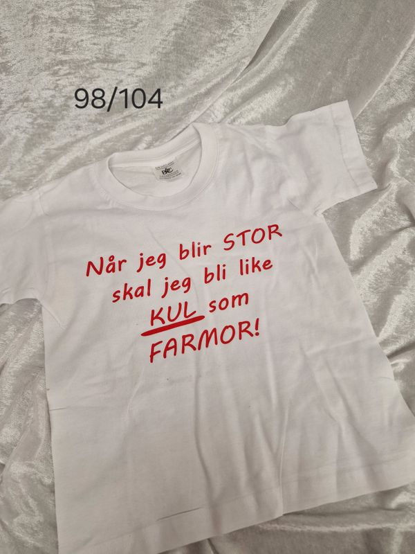 Hvit når jeg blir stor farmor str 98/104